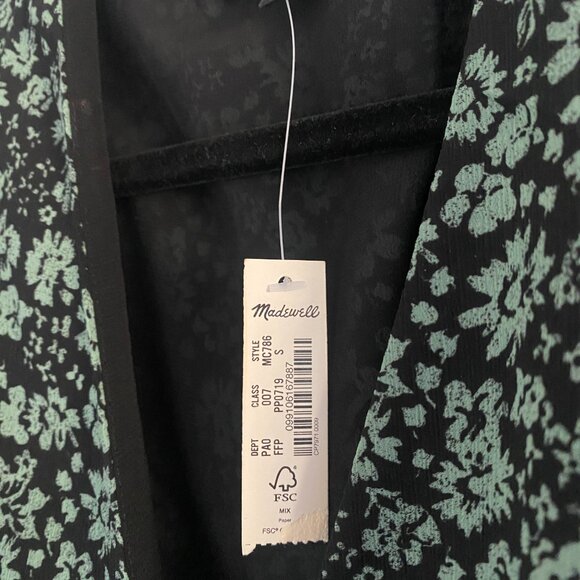 Madewell Georgette Ruffle-Sleeve Peplum Top in Fleur Field NWT S - Picture 6 of 6